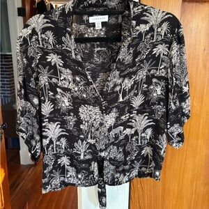 Topshop Savannah Print Tie Front Top
